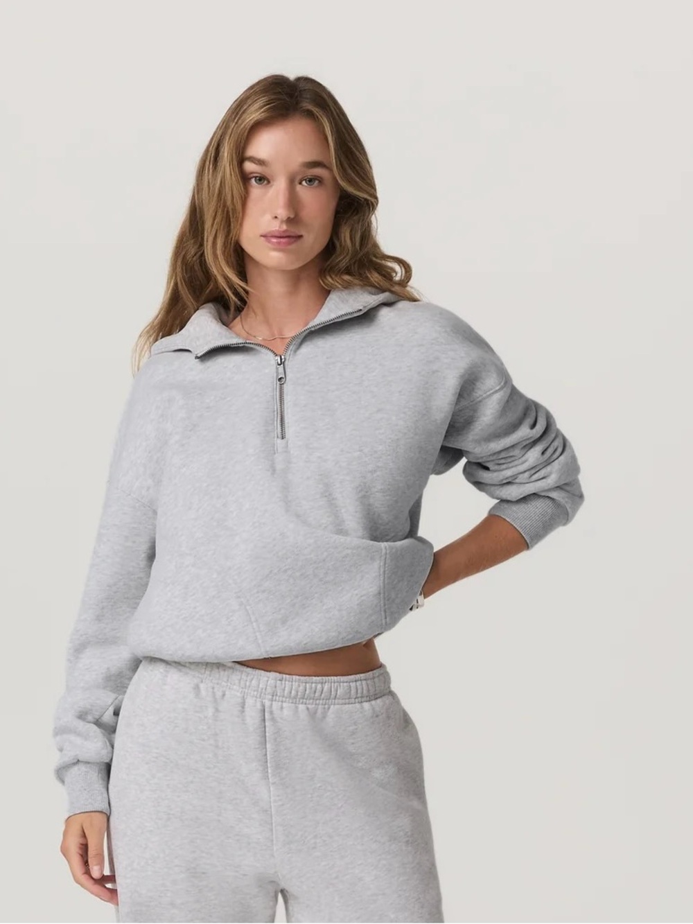 Vuori Restore Half Zip Hoodie Light Heather Gray Cozy Pullover Medium
